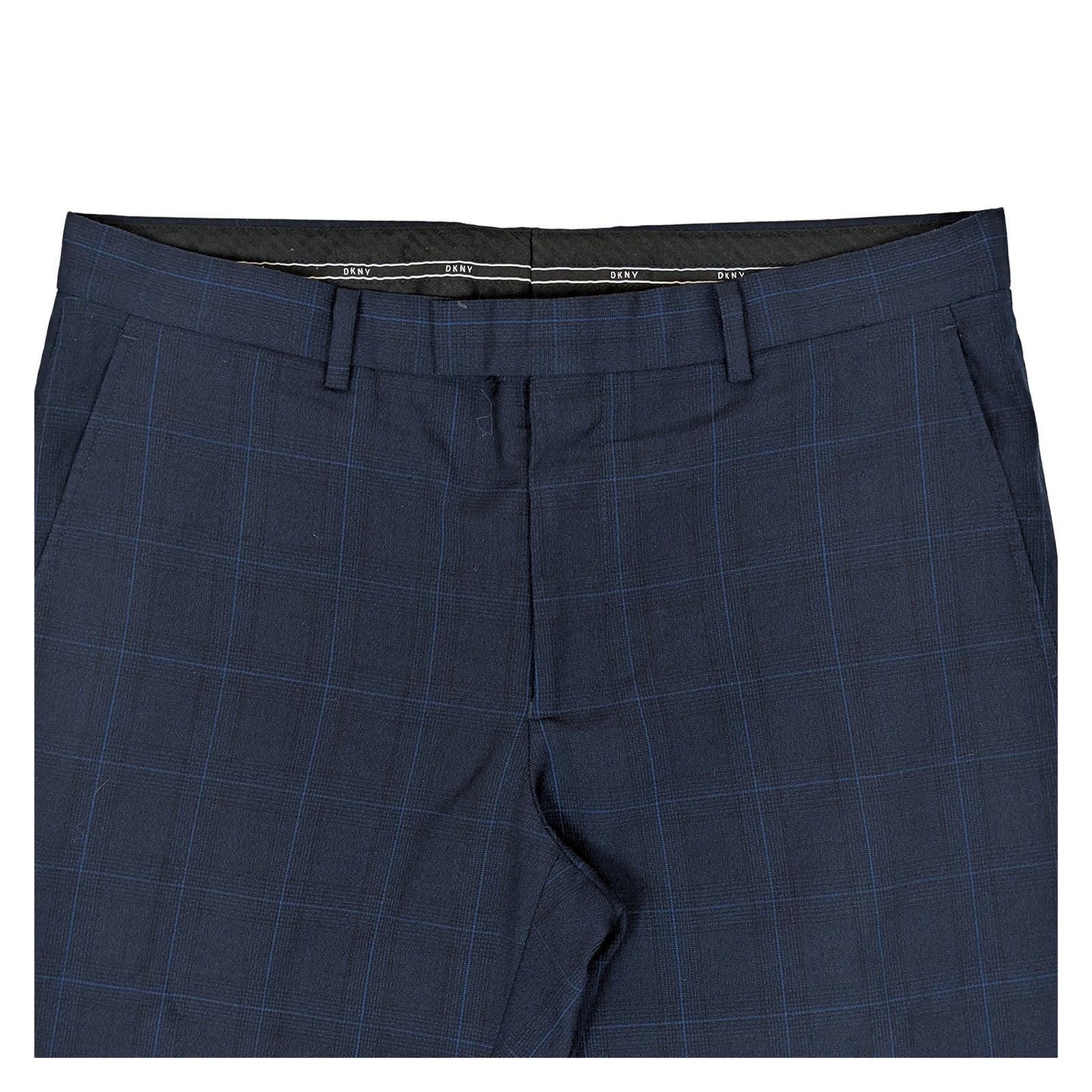dkny men size 34 long navy blue check wool blend slim fit formal trousers by DKNY – | RewearableUK