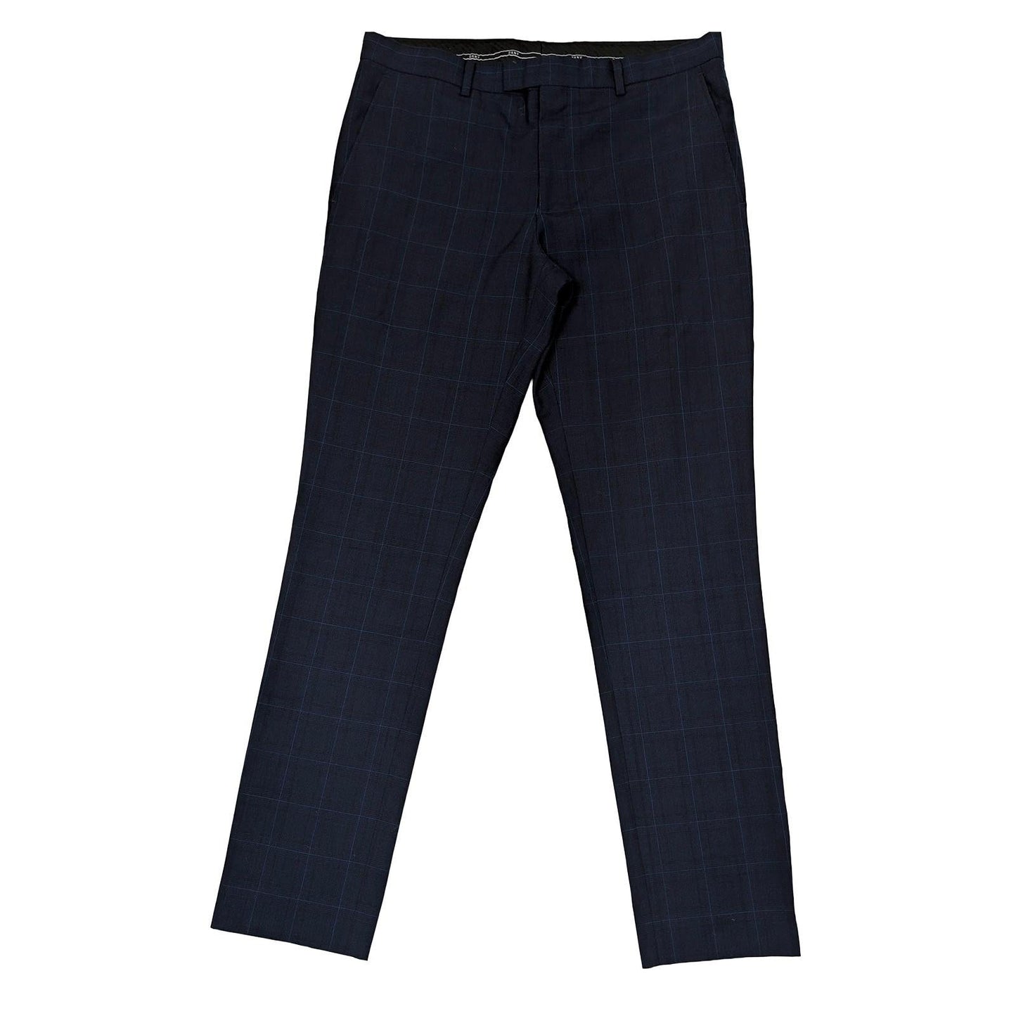 dkny men size 34 long navy blue check wool blend slim fit formal trousers by DKNY – | RewearableUK
