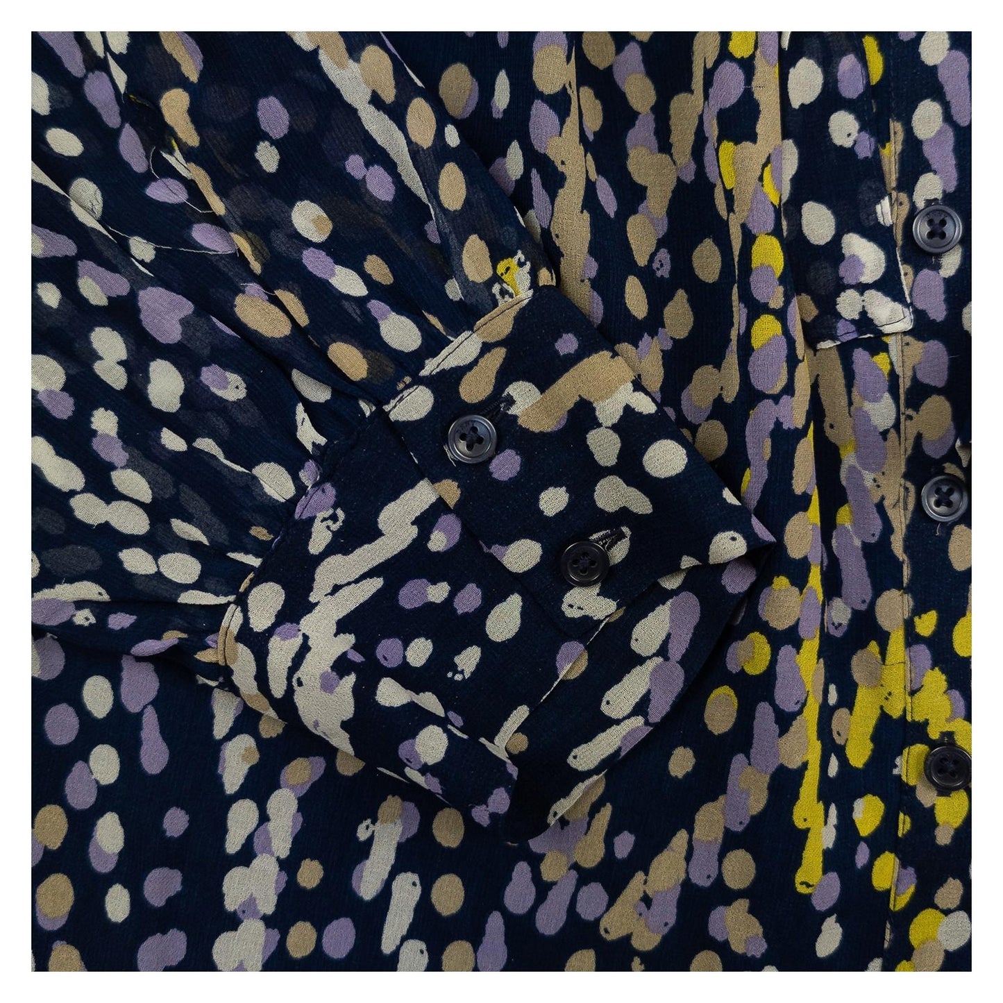 DKNY Navy Abstract Ruffle Blouse Size 1X Plus Size Tie Neck Sheer Long Sleeve by DKNY – | RewearableUK