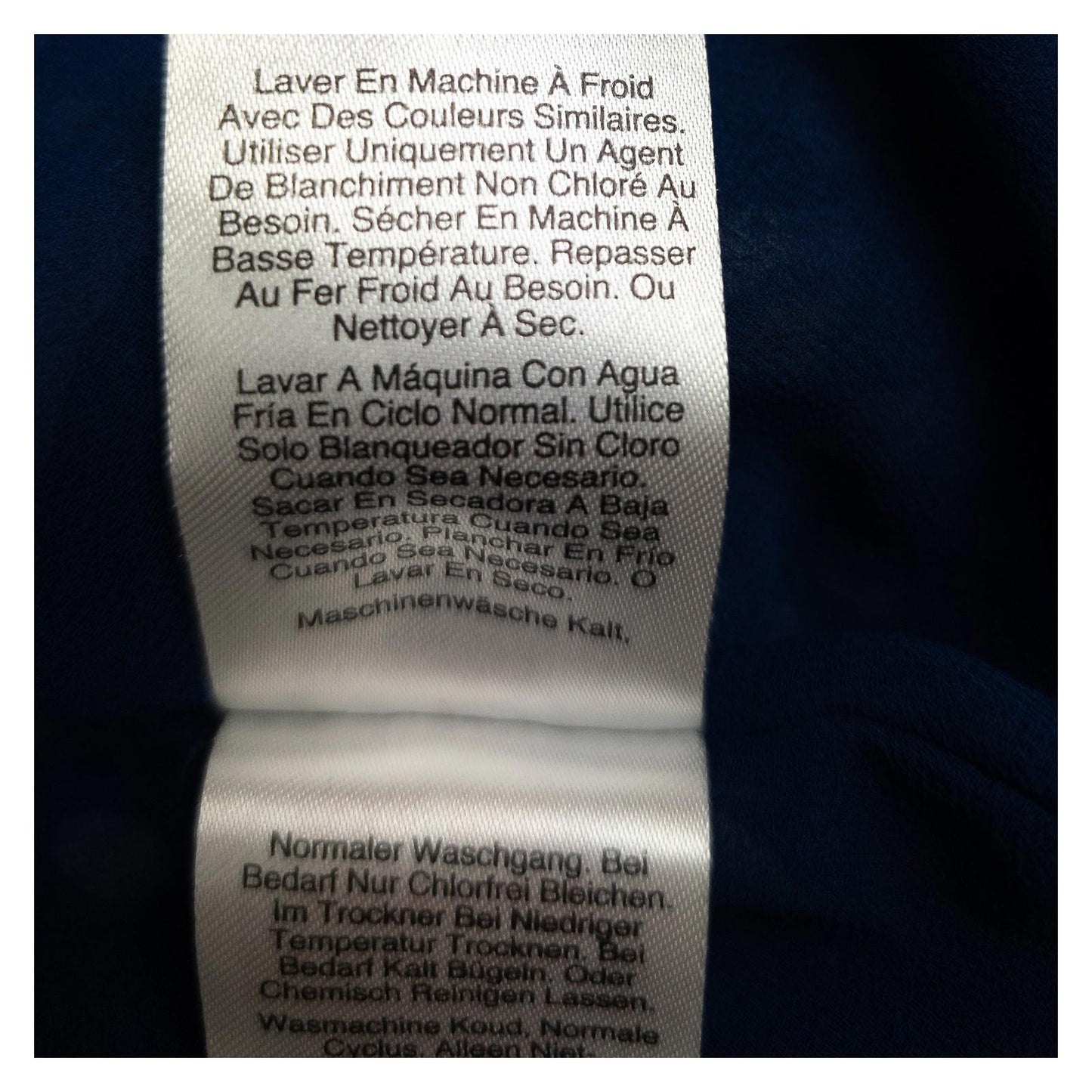 DKNY Navy Abstract Ruffle Blouse Size 1X Plus Size Tie Neck Sheer Long Sleeve by DKNY – | RewearableUK