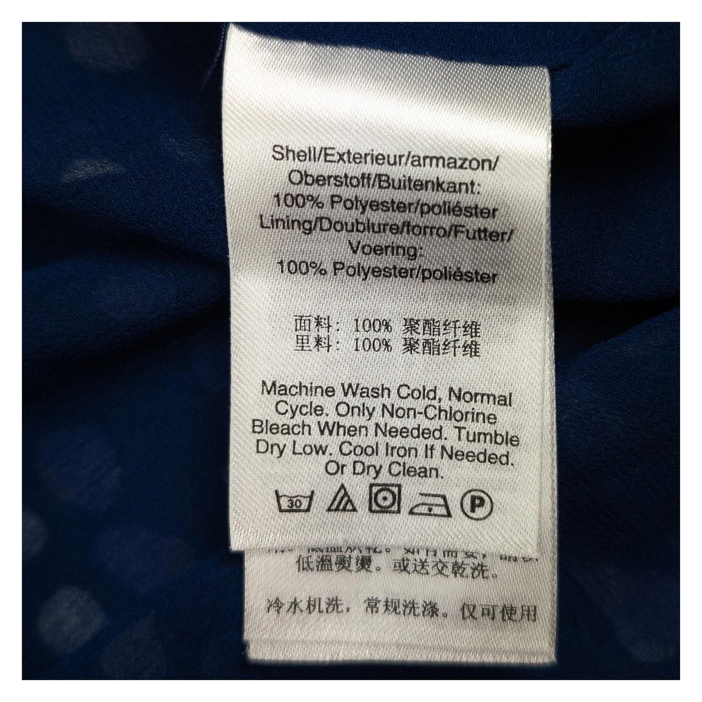 DKNY Navy Abstract Ruffle Blouse Size 1X Plus Size Tie Neck Sheer Long Sleeve by DKNY – | RewearableUK