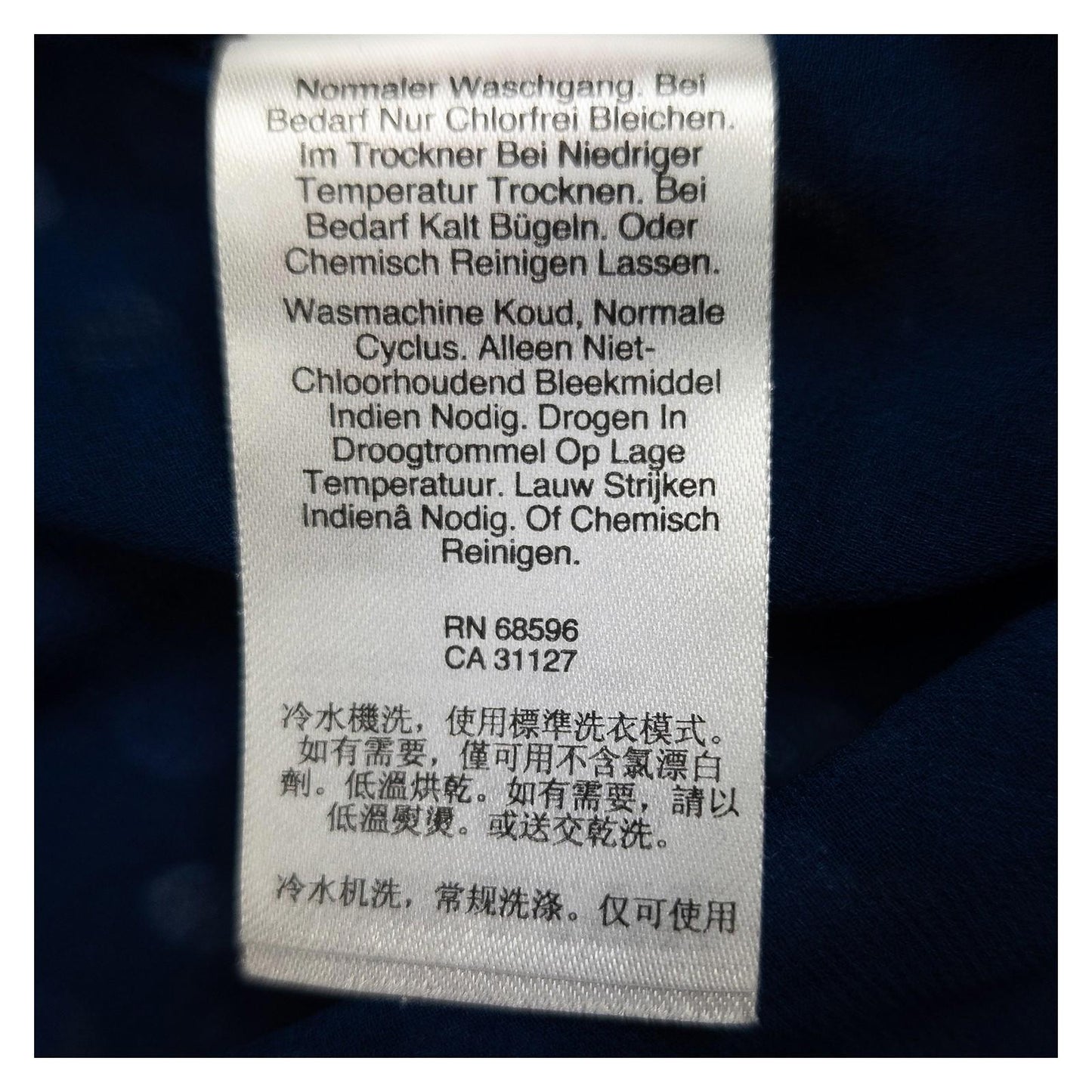 DKNY Navy Abstract Ruffle Blouse Size 1X Plus Size Tie Neck Sheer Long Sleeve by DKNY – | RewearableUK