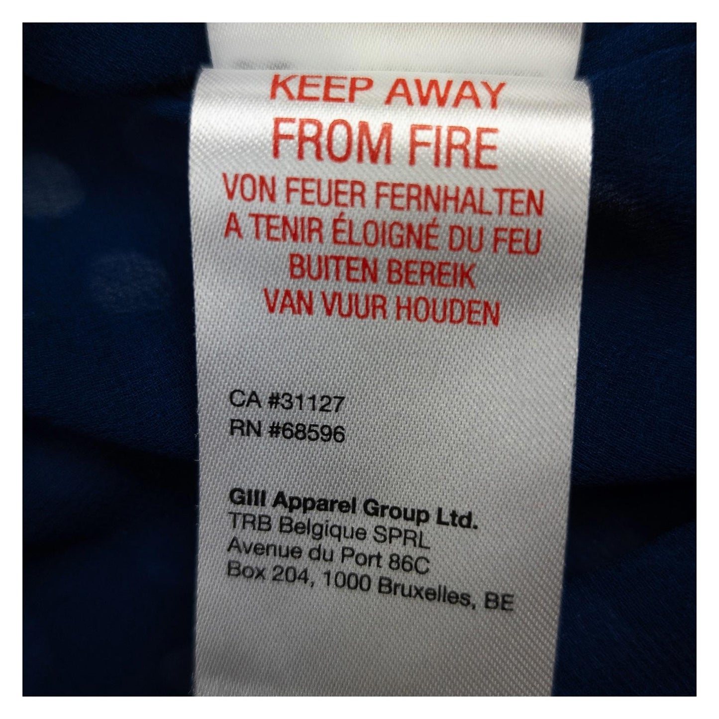 DKNY Navy Abstract Ruffle Blouse Size 1X Plus Size Tie Neck Sheer Long Sleeve by DKNY – | RewearableUK