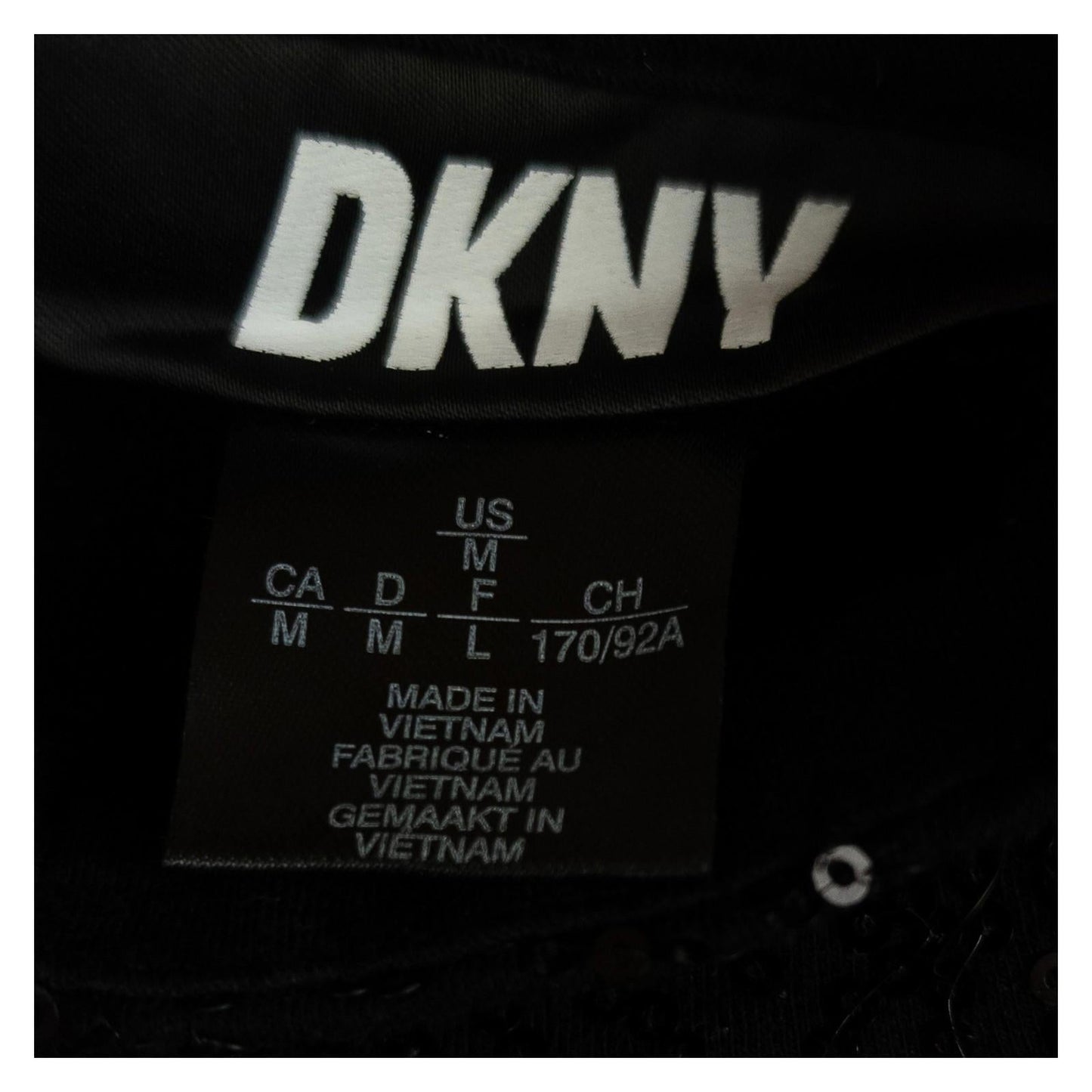 DKNY Sequin Jacket Top US M Black Silver Long Sleeve Mock Neck Zip Blouse by DKNY – | RewearableUK