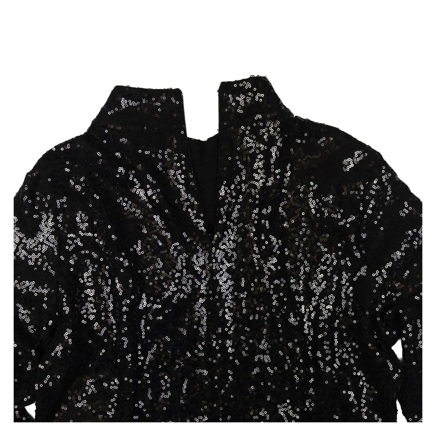 DKNY Sequin Jacket Top US M Black Silver Long Sleeve Mock Neck Zip Blouse by DKNY – | RewearableUK