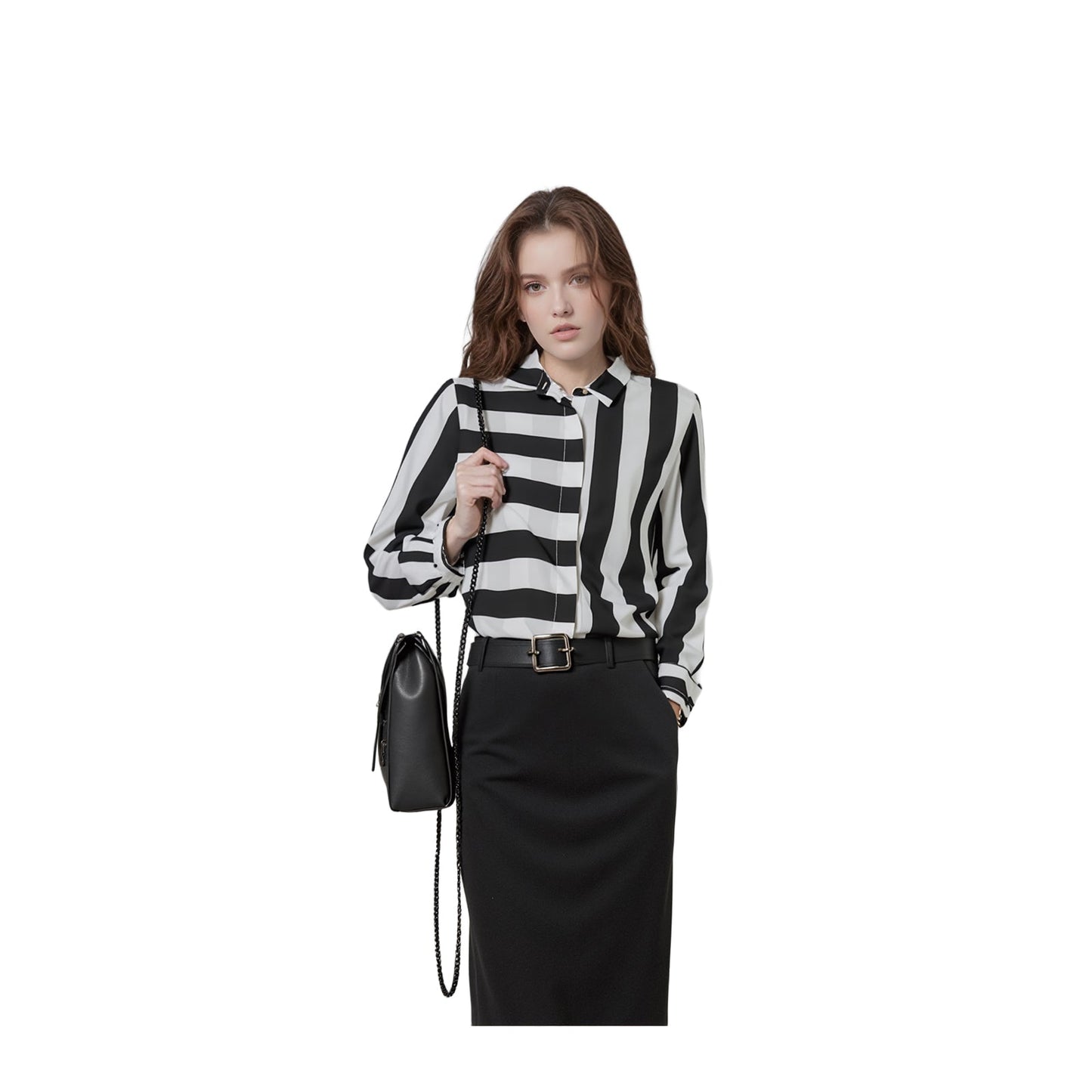 DKNY Shirt Blouse Size S Black White Striped Colour Block Long Sleeve by DKNY – | RewearableUK