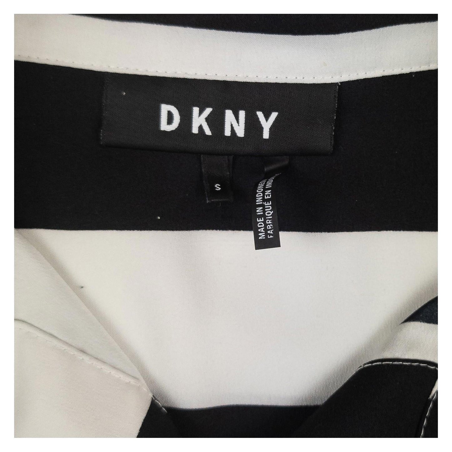 DKNY Shirt Blouse Size S Black White Striped Colour Block Long Sleeve by DKNY – | RewearableUK