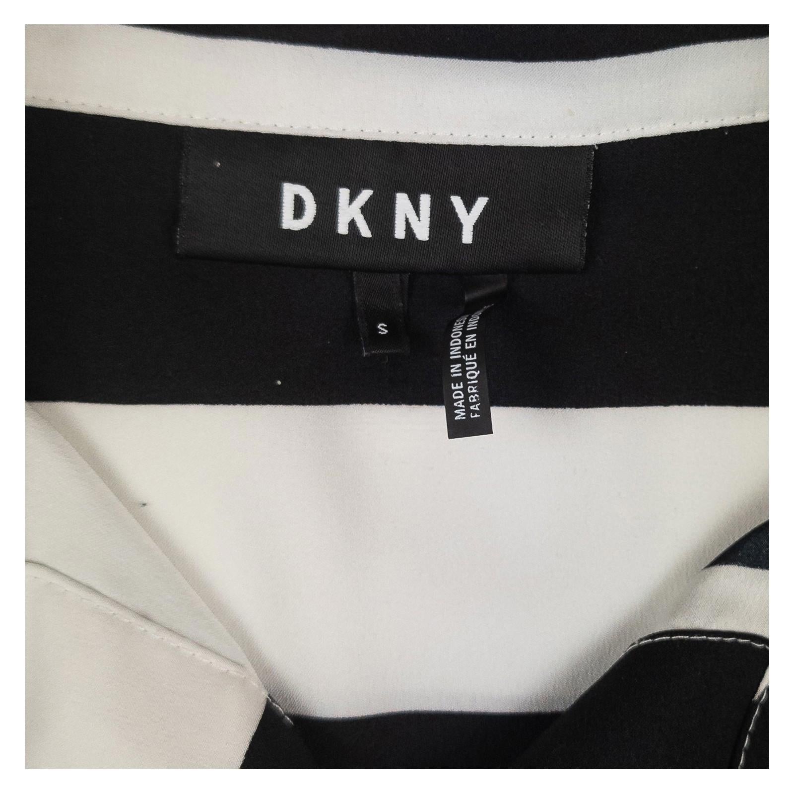 DKNY Shirt Blouse Size S Black White Striped Colour Block Long Sleeve by DKNY – | RewearableUK