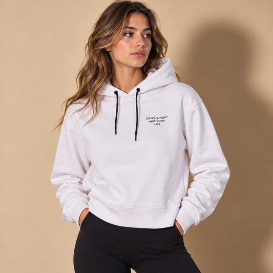 DKNY Sport Women's Hoodie Size S White Cotton Polyester Blend – Sweater & Hoodie product photo 1 | RewearableUK
