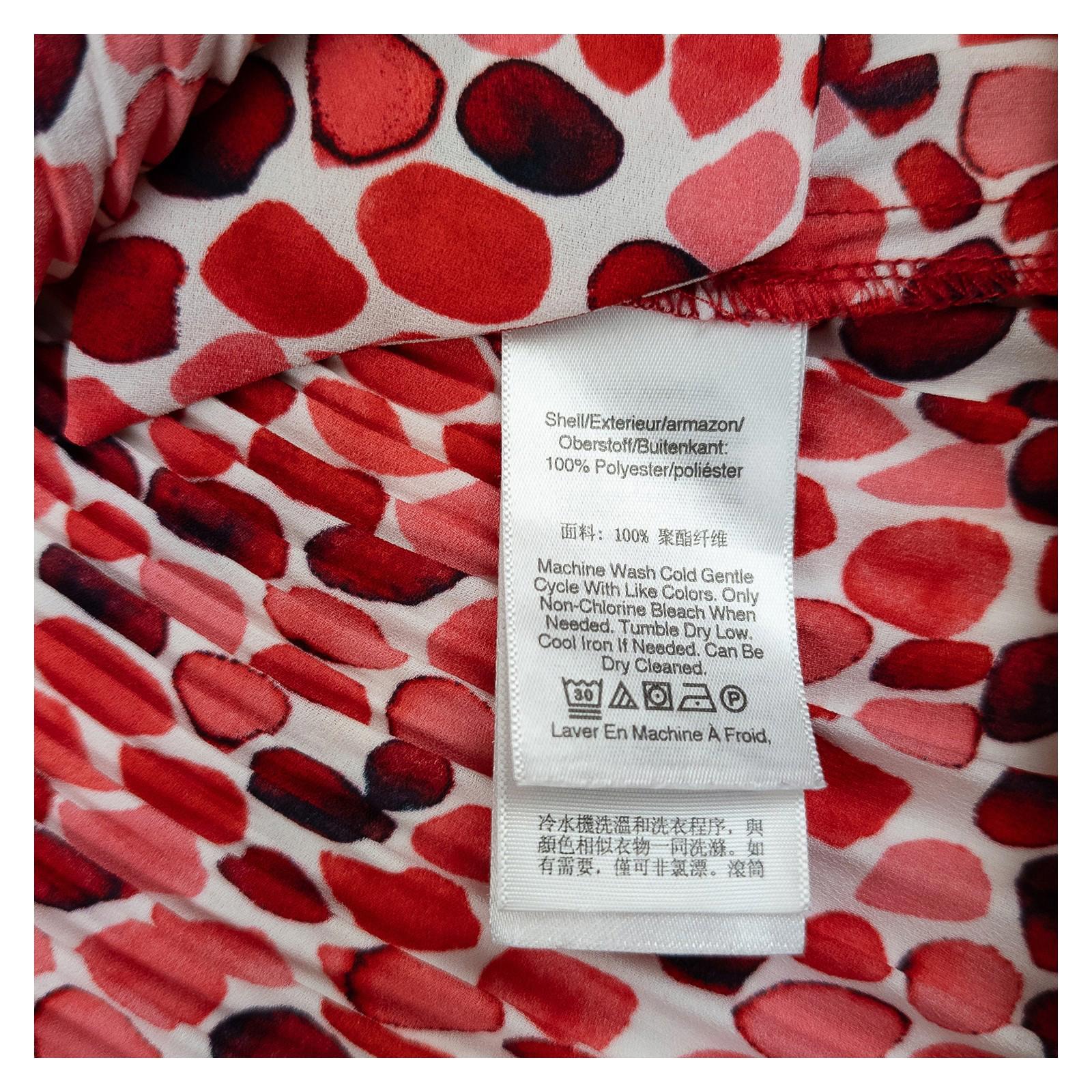 DKNY Woman Red Pleated Blouse Size XL Plissé Abstract Print Tie Hem Sleeveless by DKNY – | RewearableUK