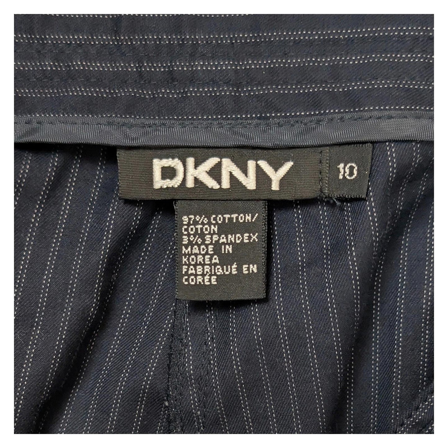 dkny womens pinstripe tailored dress pants size 10 dark stretch trousers by DKNY – | RewearableUK