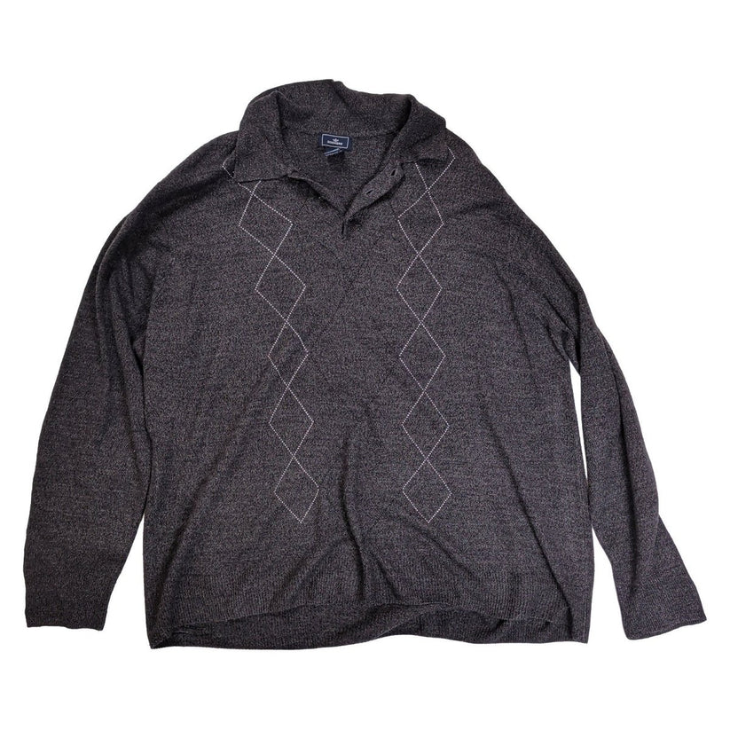 Dockers Men's Charcoal Grey Argyle Knit Jumper XL Polo Collar Acrylic Copia – product photo 2 | RewearableUK