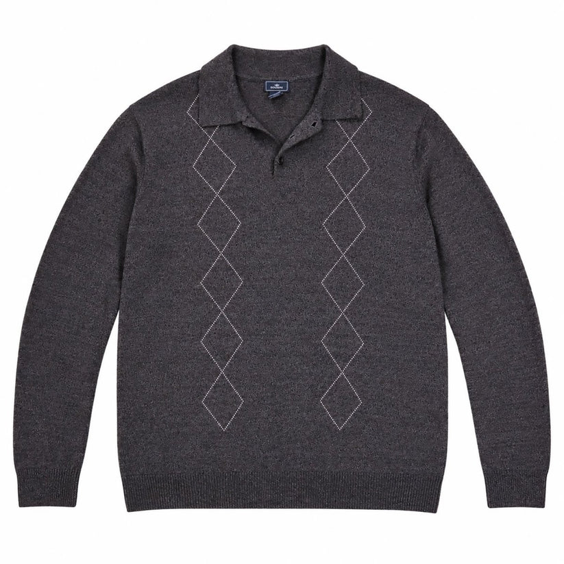 Dockers Men's Charcoal Grey Argyle Knit Jumper XL Polo Collar Acrylic Copia – product photo 1 | RewearableUK