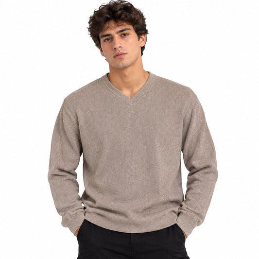 Dockers Men's V-Neck Cotton Jumper M Beige – Jumper product photo 1 | RewearableUK