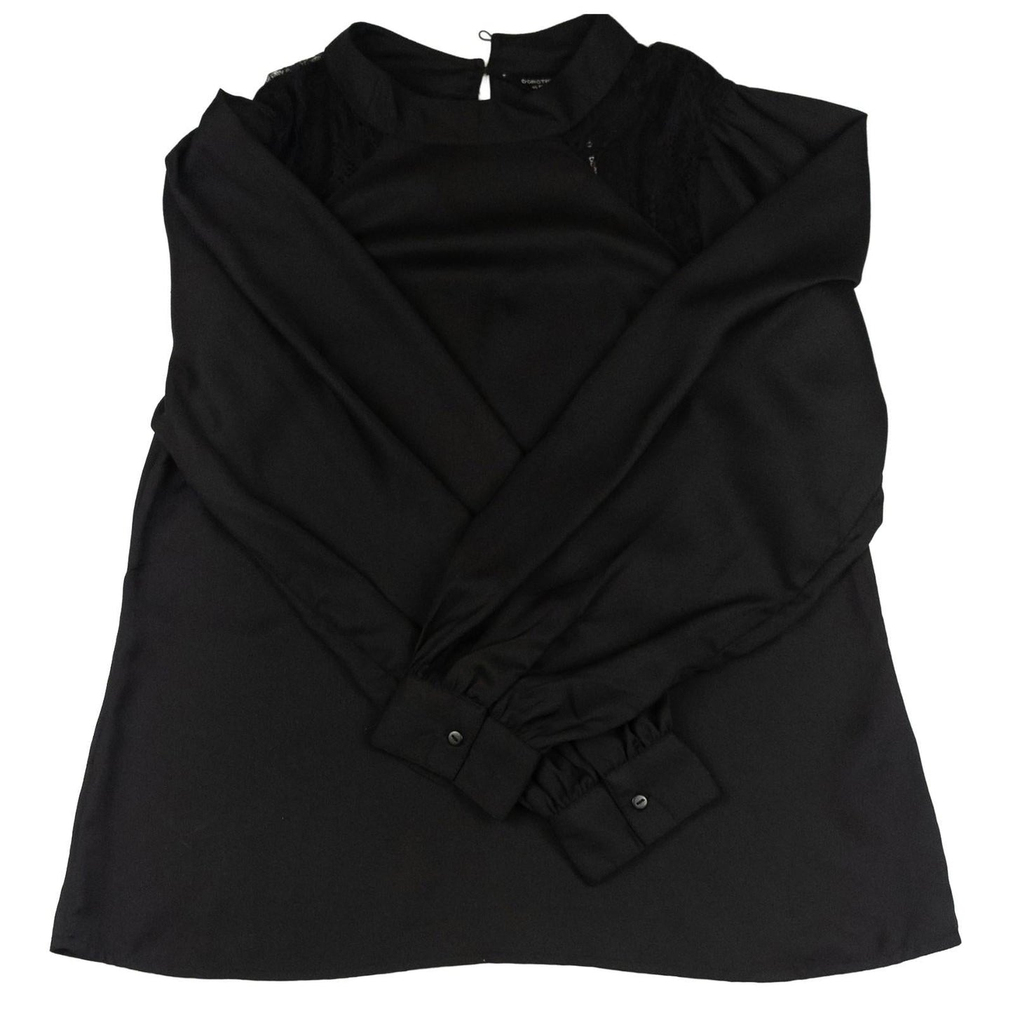 Dorothy Perkins Lace Shoulder Blouse Top UK 14 Black Long Sleeve NWT by Dorothy Perkins – | RewearableUK