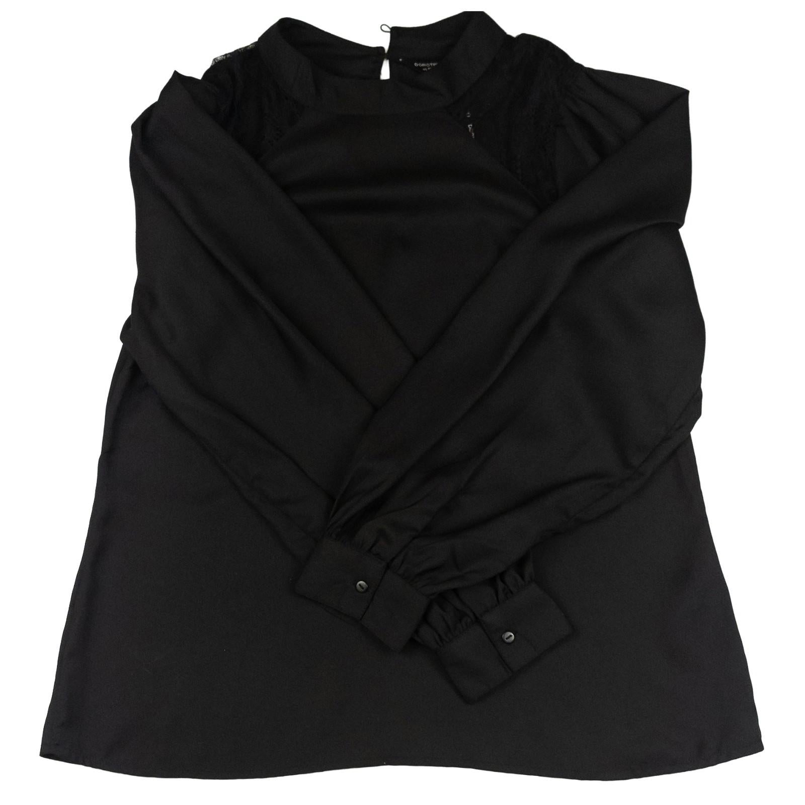 Dorothy Perkins Lace Shoulder Blouse Top UK 14 Black Long Sleeve NWT by Dorothy Perkins – | RewearableUK
