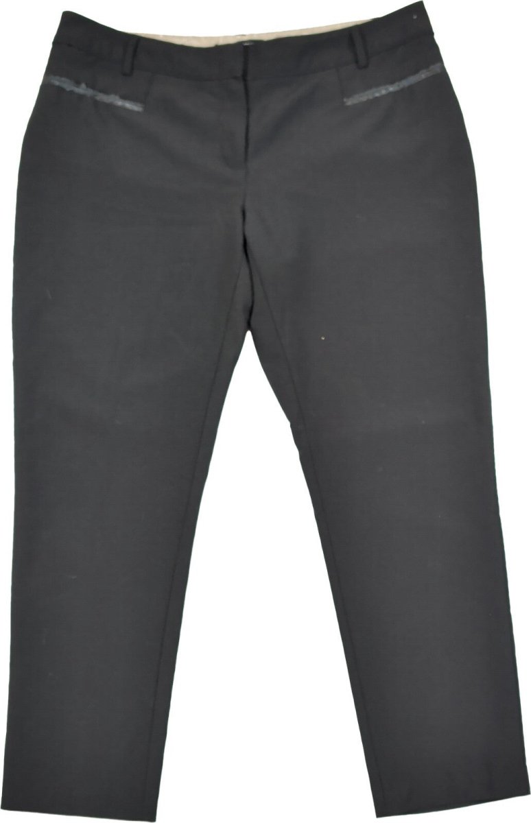 Dorothy Perkins Women's Black Smart Trousers UK 14 Faux Leather Trim Pants – product photo 1 | RewearableUK