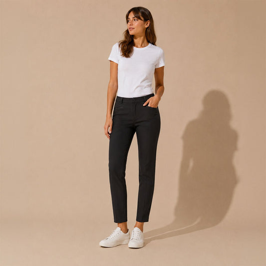 Dorothy Perkins Women’s Smart Trousers UK 14 Black Faux Leather Trim – trousers product photo 1 | RewearableUK