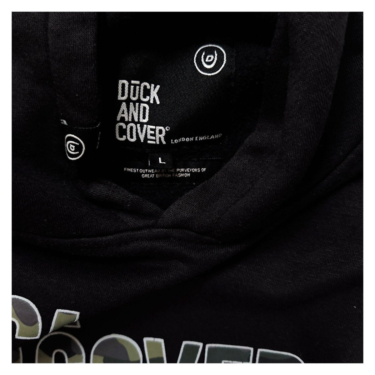 Duck and Cover Mens Hoodie L Black Graphic Print – product photo 6 | RewearableUK