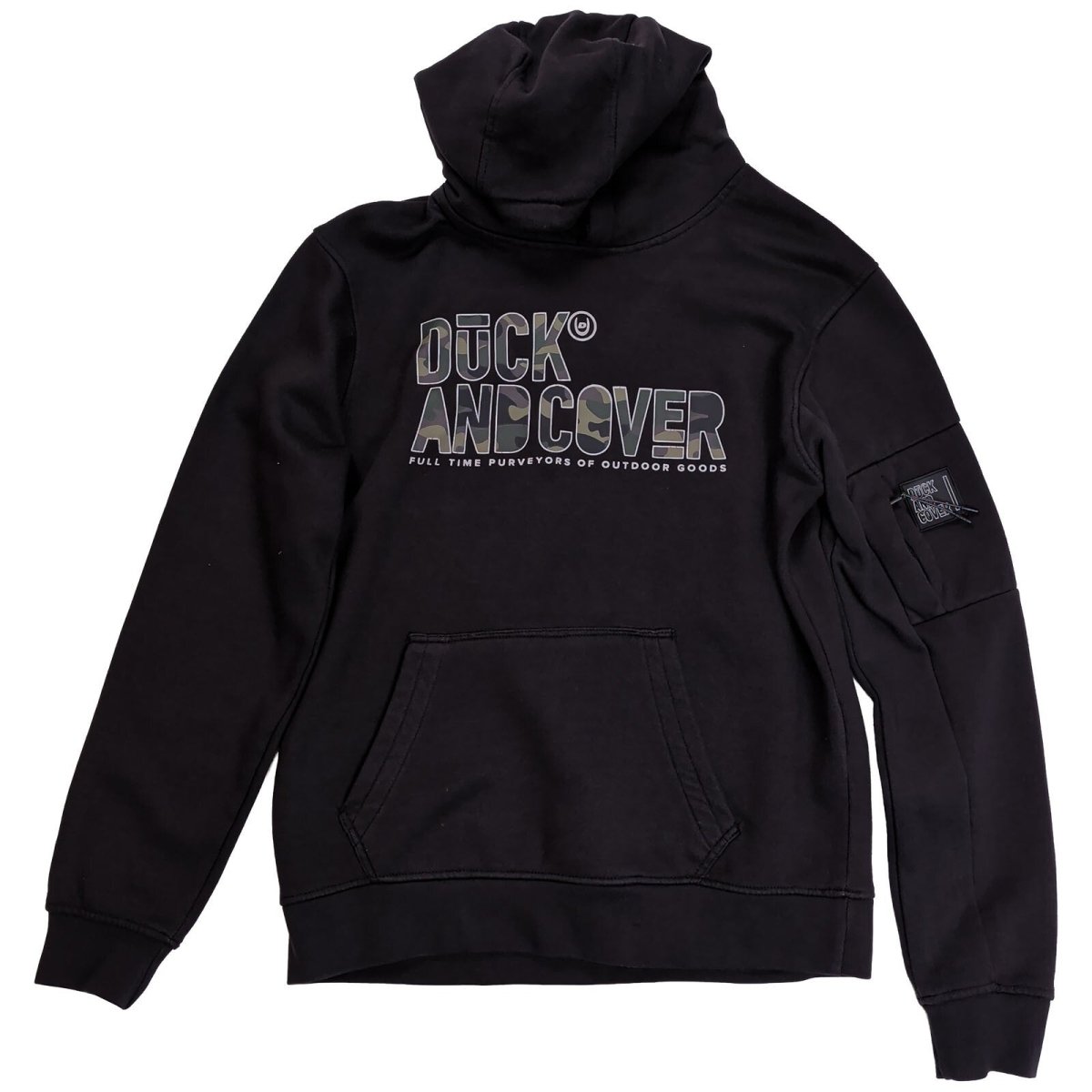 Duck and Cover Mens Hoodie L Black Graphic Print – product photo 1 | RewearableUK