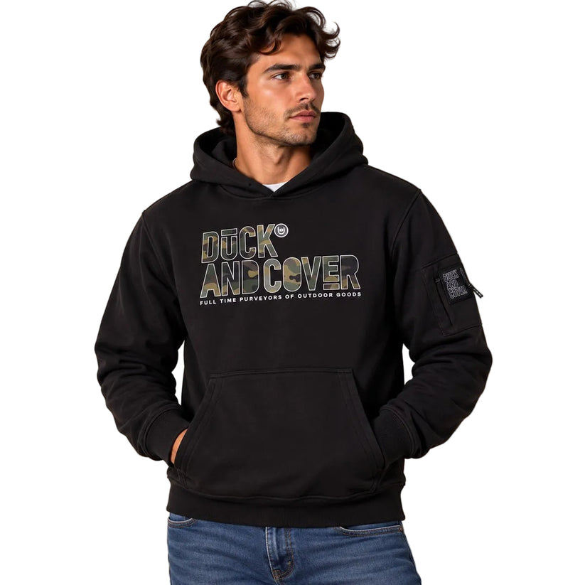 Duck and Cover Mens Hoodie L Black Graphic Print – Sweater & Hoodie product photo 1 | RewearableUK