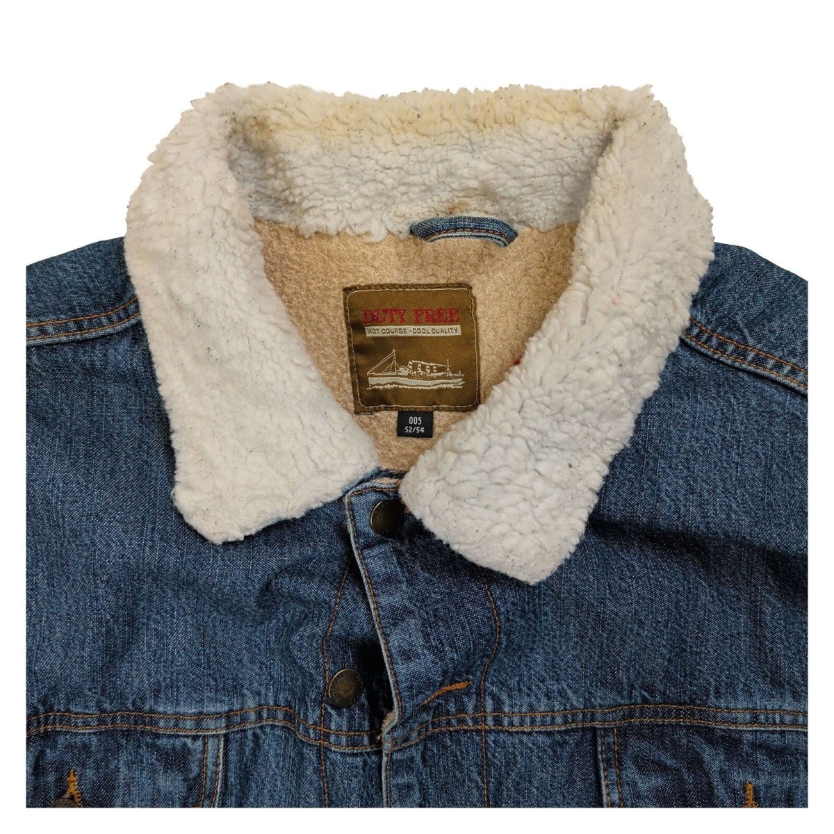 Duty Free Denim Sherpa Trucker Jacket 52 54 Blue Cream Lined – product photo 4 | RewearableUK