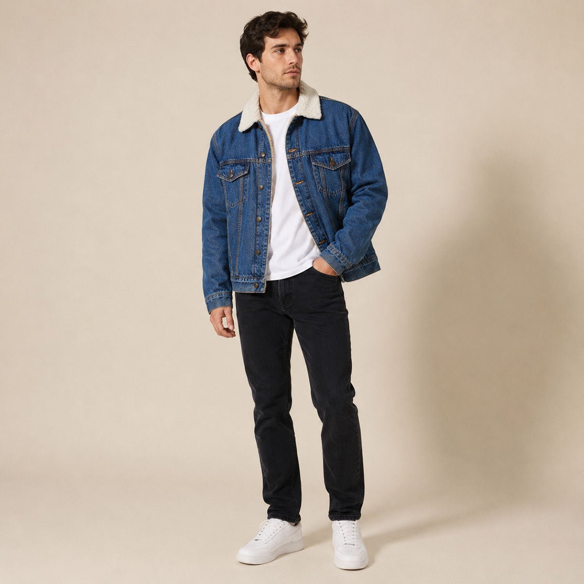 Duty Free Denim Sherpa Trucker Jacket 52/54 Blue – Jacket product photo 1 | RewearableUK