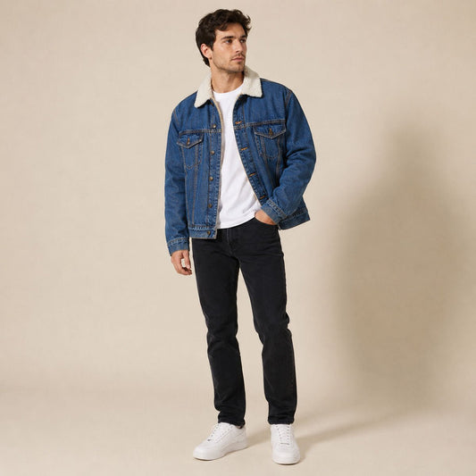 Duty Free Denim Sherpa Trucker Jacket 52/54 Blue – Jacket product photo 1 | RewearableUK