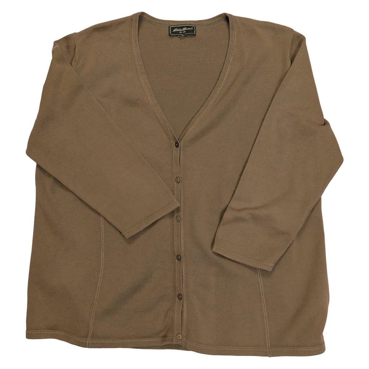 Eddie Bauer Men's Cardigan L Brown V-Neck Button Front Knit Jumper – product photo 2 | RewearableUK