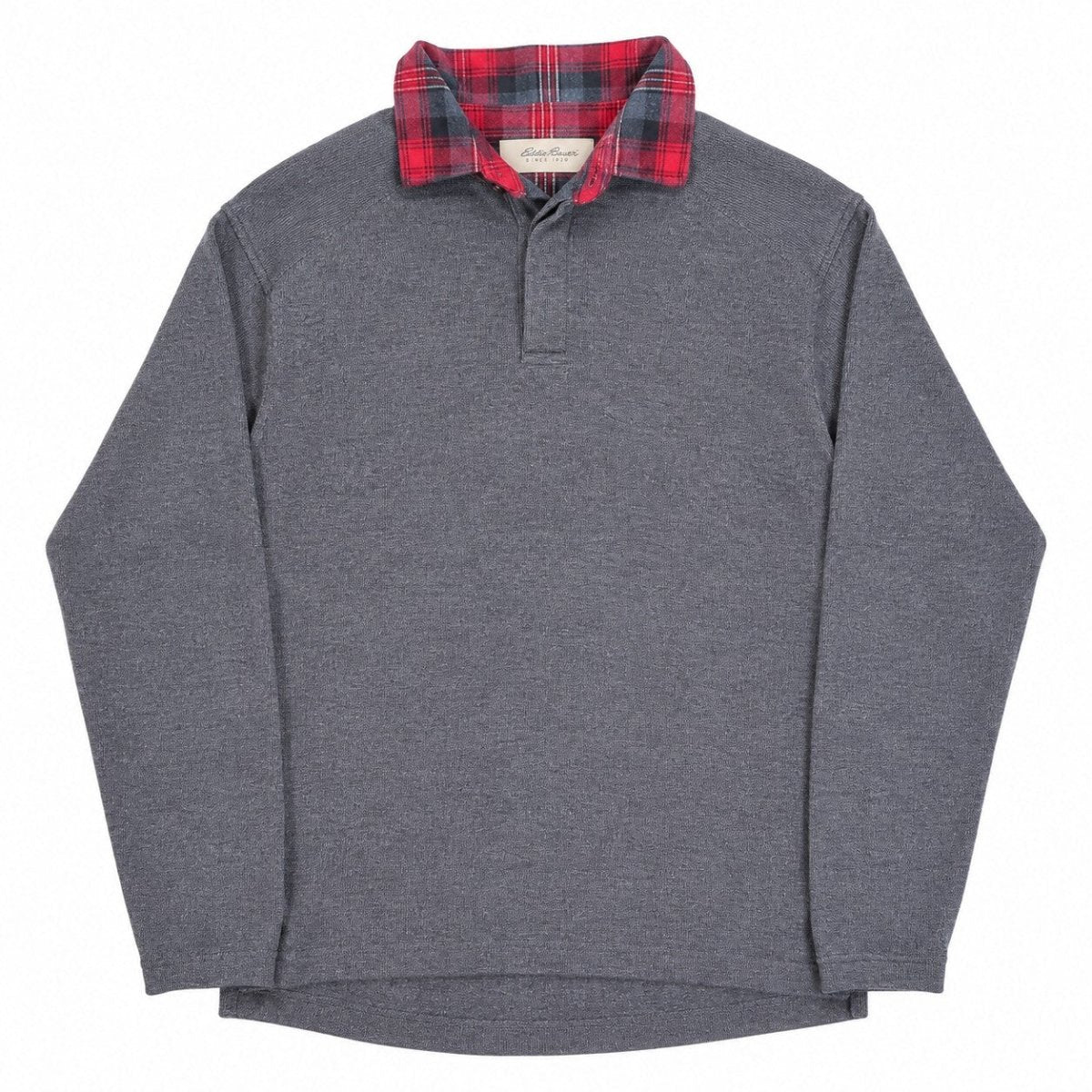 Eddie Bauer Mens Small Grey Red Plaid Cotton Long Sleeve Shirt – product photo 1 | RewearableUK