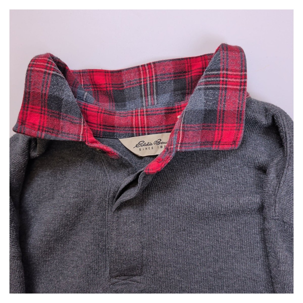 Eddie Bauer Mens Small Grey Red Plaid Cotton Long Sleeve Shirt – product photo 3 | RewearableUK