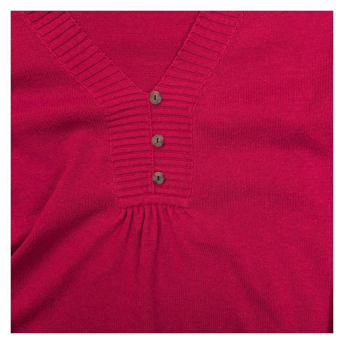 Eddie Bauer Women Jumper Medium Pink V-Neck Button Detail – product photo 5 | RewearableUK