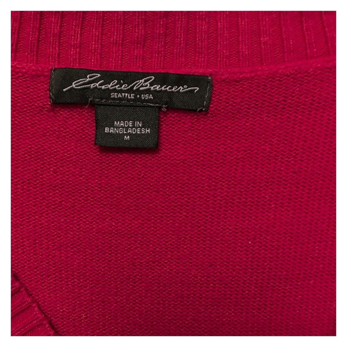 Eddie Bauer Women Jumper Medium Pink V-Neck Button Detail – product photo 4 | RewearableUK