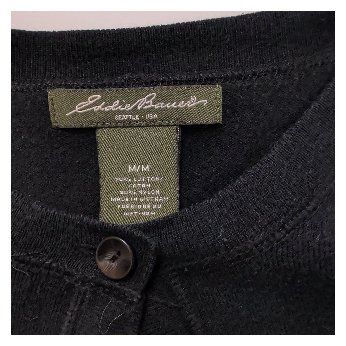 Eddie Bauer Women's Cardigan M Navy Cotton Nylon Button Front – product photo 7 | RewearableUK