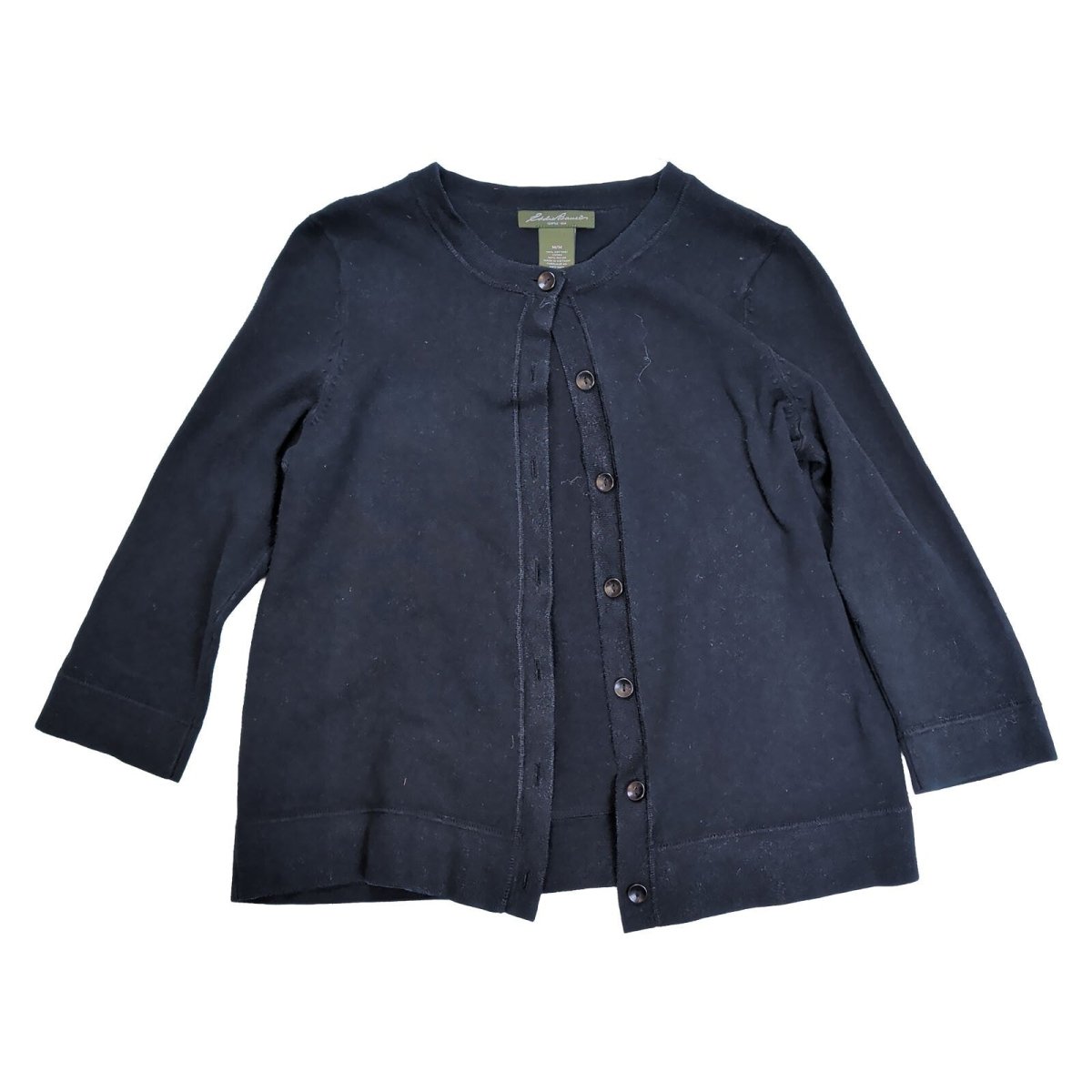 Eddie Bauer Women's Cardigan M Navy Cotton Nylon Button Front – product photo 2 | RewearableUK