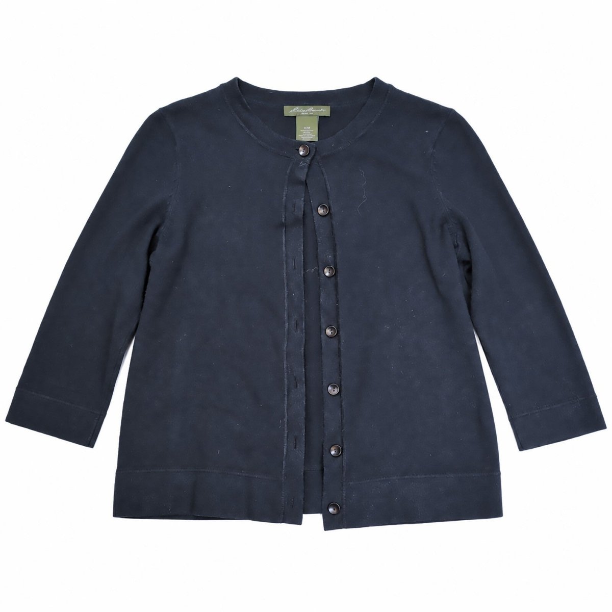 Eddie Bauer Women's Cardigan M Navy Cotton Nylon Button Front – product photo 1 | RewearableUK