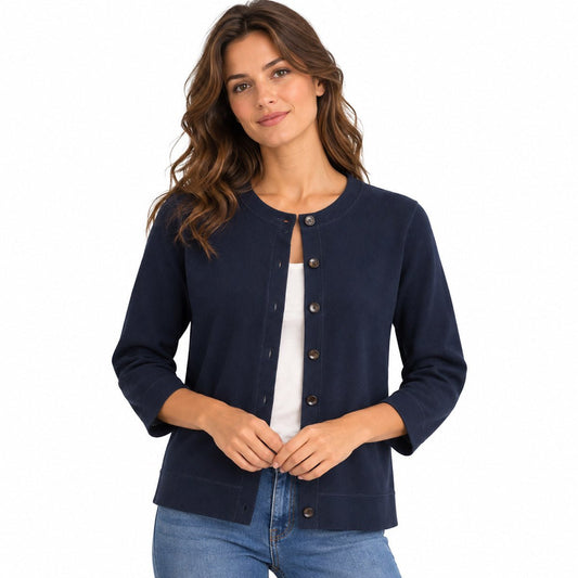 Eddie Bauer Women's Cotton Blend Cardigan M Navy – Cardigan product photo 1 | RewearableUK
