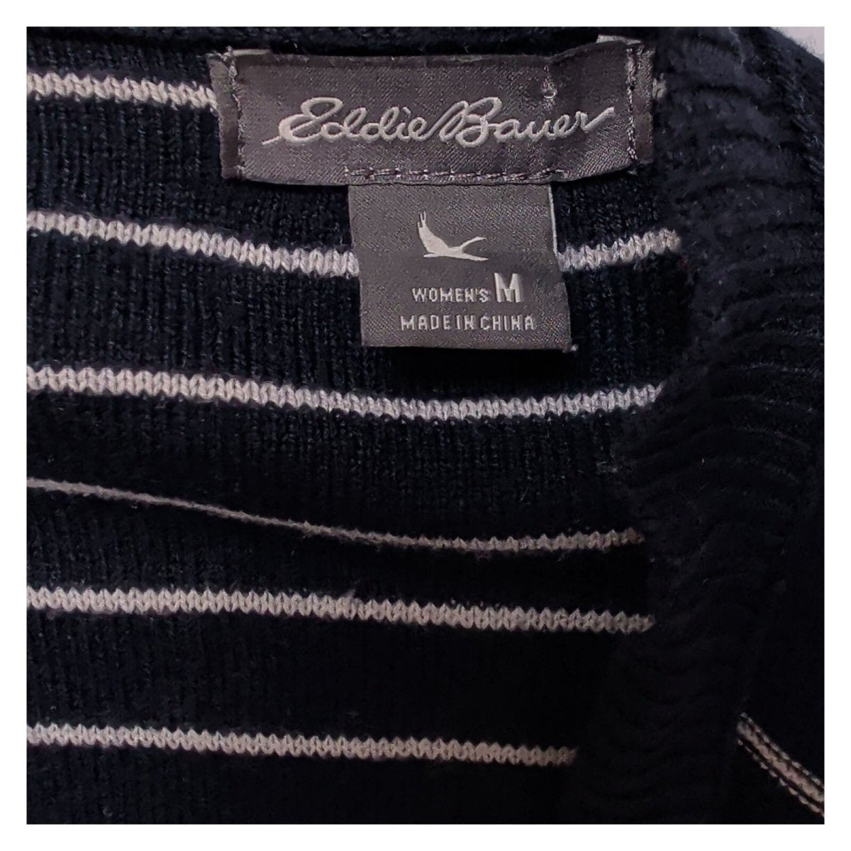 Eddie Bauer Women's Jumper M Navy Striped Cotton Blend – product photo 4 | RewearableUK