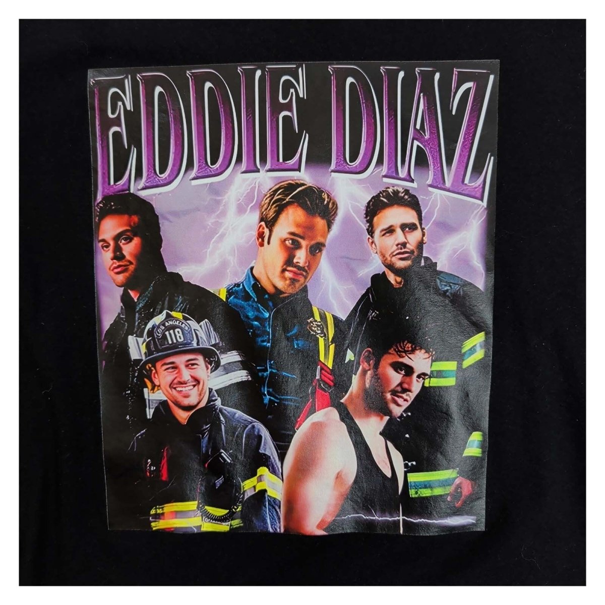 Eddie Diaz 9-1-1 Ryan Guzman T-Shirt XL Black Firefighter Graphic Tee – TV T-Shirt product photo 2 | RewearableUK
