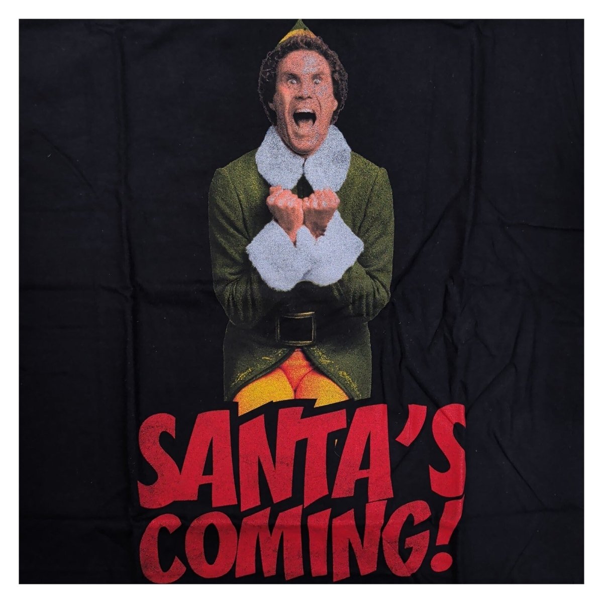 Elf Santa's Coming Men's T-Shirt M Black Cotton Graphic Print – product photo 3 | RewearableUK