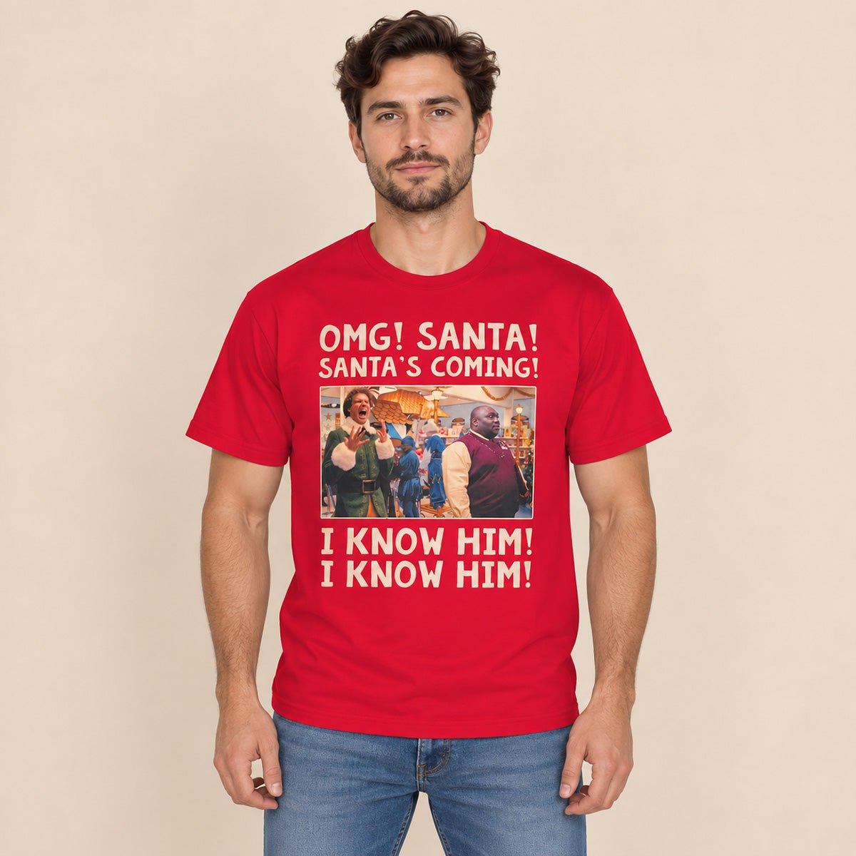 Elf Unisex Adults T-Shirt M Red Santa Graphic – T-Shirt product photo 1 | RewearableUK