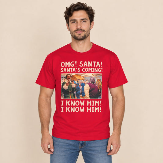 Elf Unisex Adults T-Shirt M Red Santa Graphic – T-Shirt product photo 1 | RewearableUK