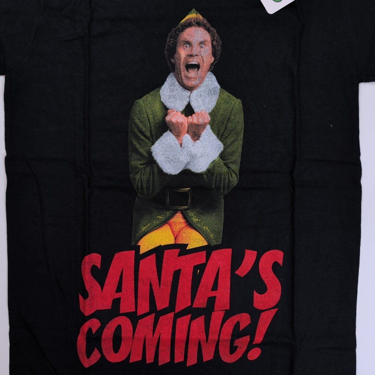 Elf Unisex Adults T-Shirt Small Black Santa's Coming Graphic 100% Cotton – product photo 2 | RewearableUK