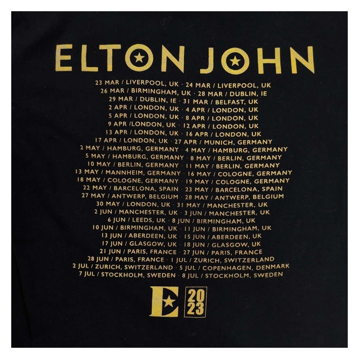 Elton John Farewell Yellow Brick Road 2023 Tour T-Shirt L Black – Music T-Shirt product photo 4 | RewearableUK