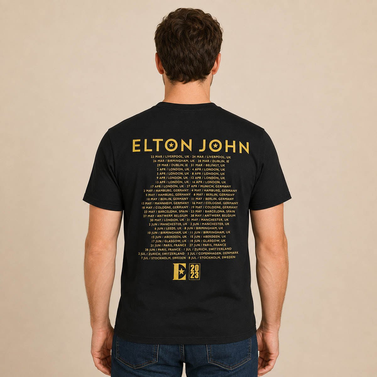 Elton John Farewell Yellow Brick Road 2023 Tour T-Shirt L Black – Music T-Shirt product photo 2 | RewearableUK