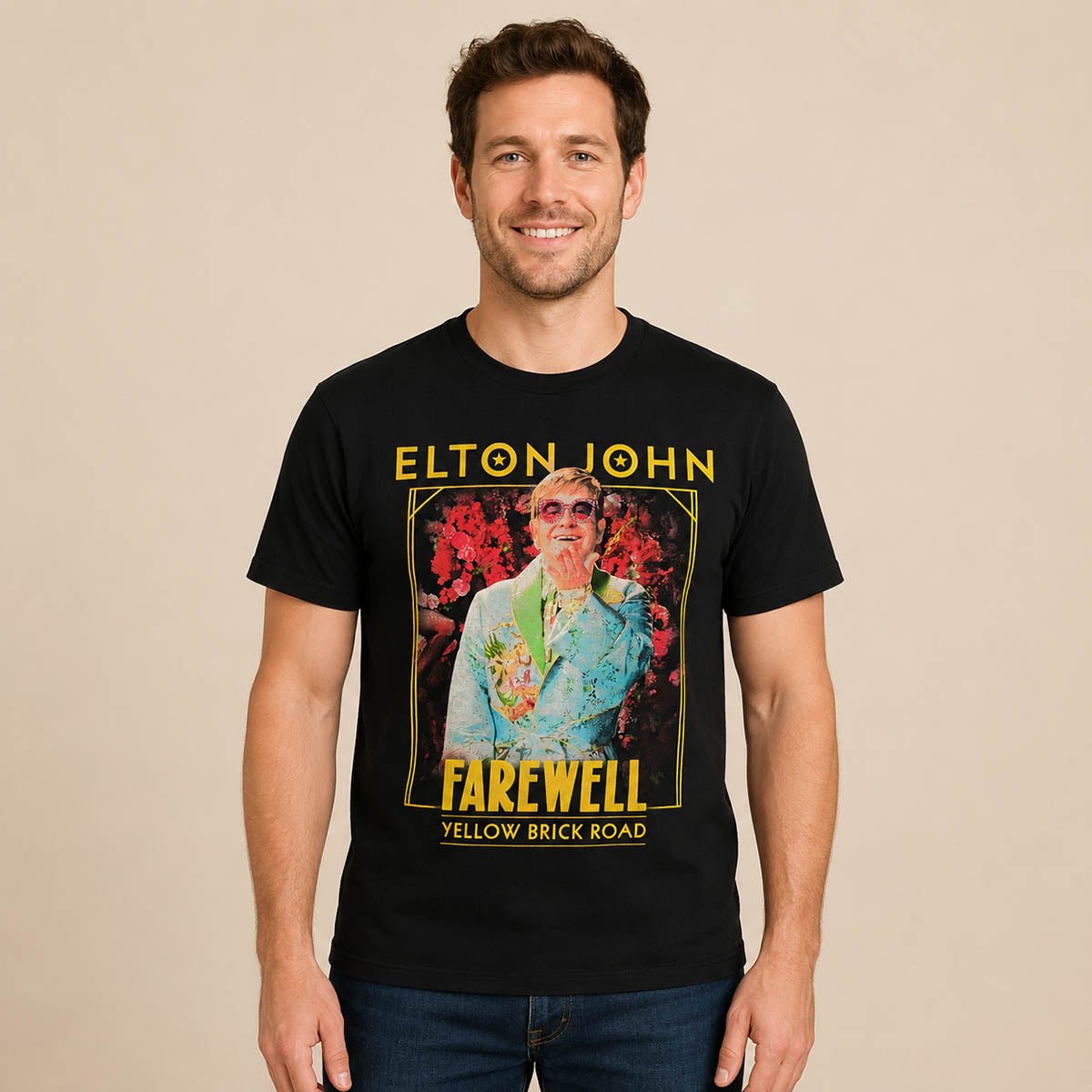 Elton John Farewell Yellow Brick Road 2023 Tour T-Shirt L Black – Music T-Shirt product photo 1 | RewearableUK