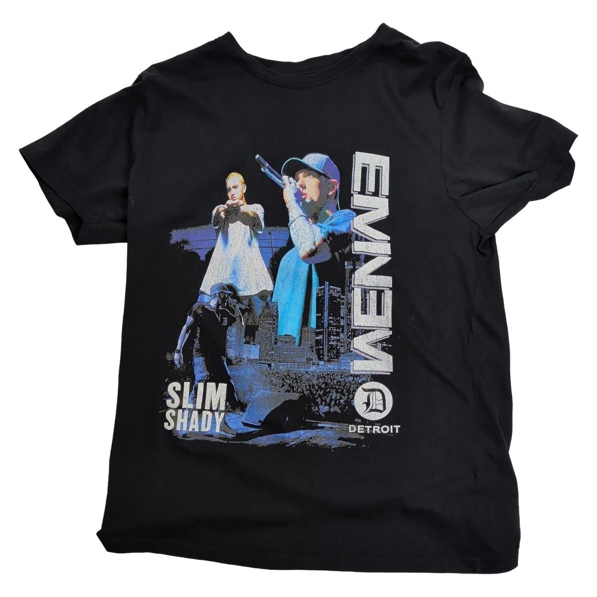 Eminem men's T-shirt in size M. Designed in black with a large Slim Shady Detroi – product photo 1 | RewearableUK