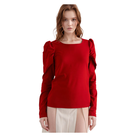 Esprit Woman Red Cold Shoulder Top Size M Ruffle Sleeve Stretch Party Blouse by Esprit – blouse | RewearableUK
