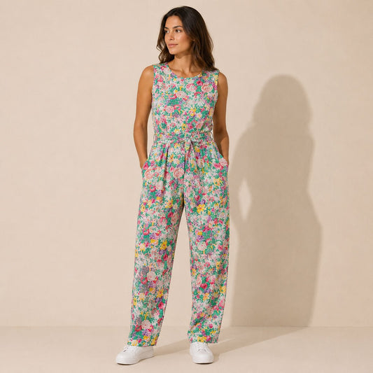 Fashion Circle Vintage Floral Jumpsuit M/L Belted NWOT – jumpsuit product photo 1 | RewearableUK