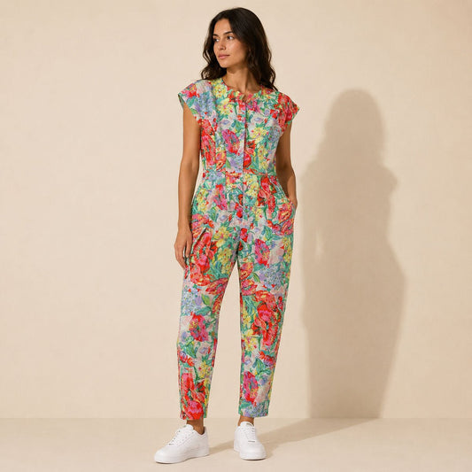 Fashion Circle Vintage Floral Jumpsuit M/L Cotton New Old Stock – jumpsuit product photo 1 | RewearableUK